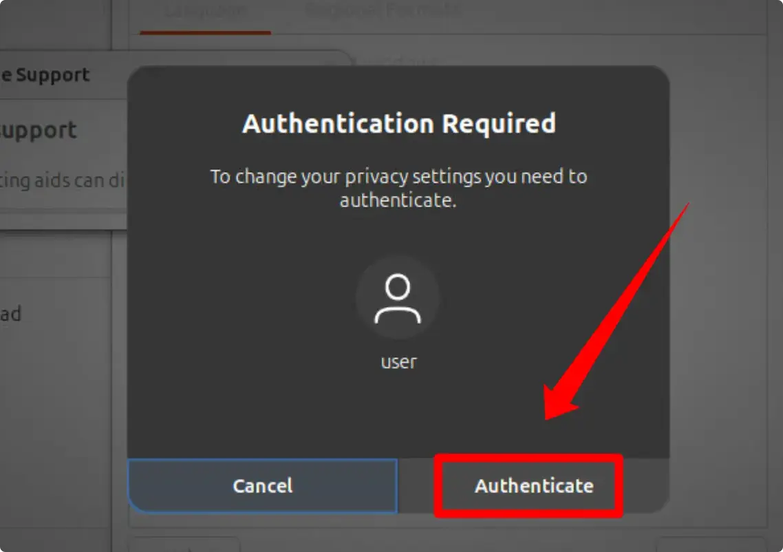 点击 “authenticate” 